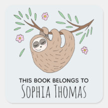 Niedliches "This Book Belongs" Sloth Name Kids Buc