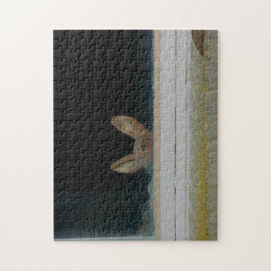 Niedliches Thru-Fenster mit der Statue Peeking Thr Puzzle (Vertikal)