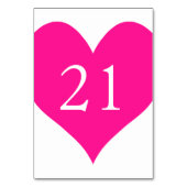 Niedliches tiefrosa Herzstück Tischnummer (Rückseite)