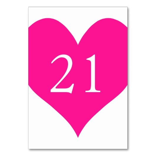 Niedliches tiefrosa Herzstück Tischnummer (Vorderseite)