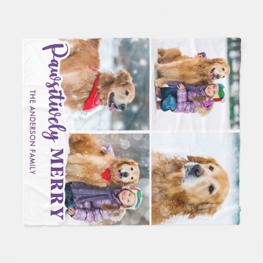 Niedliches Tier Foto Collage Personalisierter Hund Fleecedecke (Vorderseite (Horizontal))
