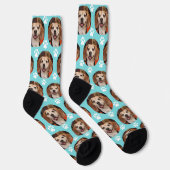 Niedliches Tier Foto Paw Print Turquoise Cat Dog Socken (Rechts)