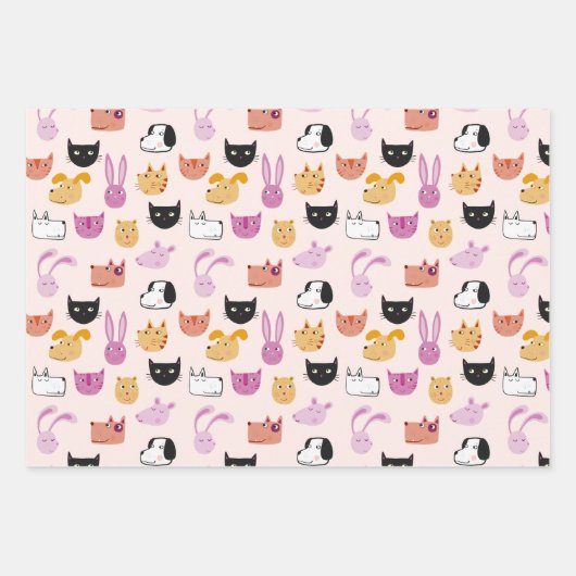 Niedliches Tier Geschenkpapier Set (Vorderseite 3)