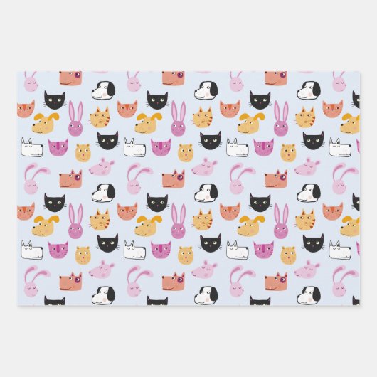 Niedliches Tier Geschenkpapier Set (Vorderseite 2)