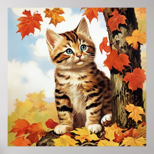 Niedliches Tier Herbst Poster (Vorne)