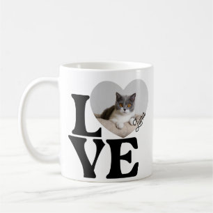 Niedliches Tier Katze Foto Herz Liebe Individuelle Kaffeetasse