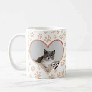 Niedliches Tier Katze Foto Herzstück Glitzer Muste Kaffeetasse