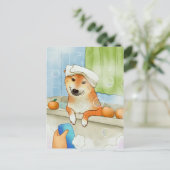 Niedliches Tier Shiba Inu Dog Baden Funny Postkarte (Stehend Vorderseite)