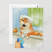 Niedliches Tier Shiba Inu Dog Baden Funny Postkarte (Vorne/Hinten)