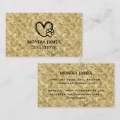 Niedliches Tier Sitzen Hundepaws Logo Gold Glitzer Visitenkarte (Vorne/Hinten)