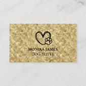 Niedliches Tier Sitzen Hundepaws Logo Gold Glitzer Visitenkarte (Vorderseite)