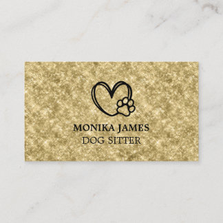 Niedliches Tier Sitzen Hundepaws Logo Gold Glitzer Visitenkarte