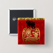 Niedliches Tiger Chinesisches Jahr Zodiac Birthday Button (Vorne & Hinten)