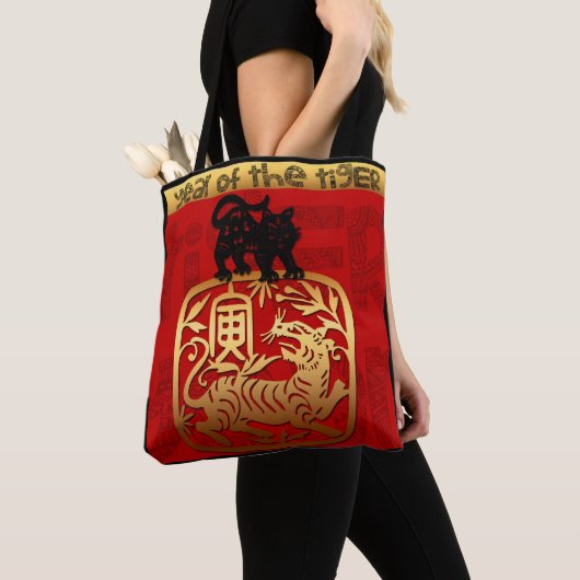 Niedliches Tiger Chinesisches Jahr Zodiac Geburtst Tasche (Von Nahem)
