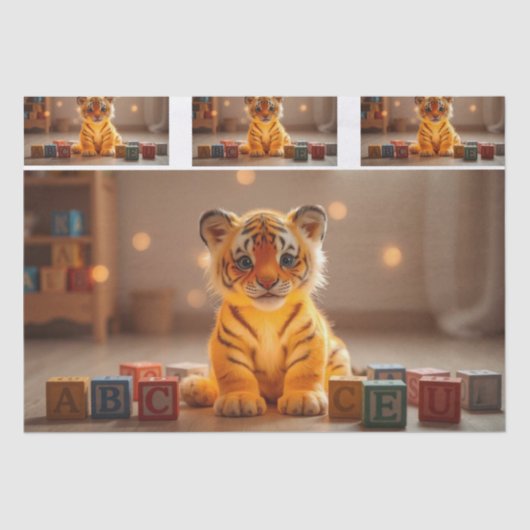 Niedliches Tiger Cub Dekoupage Tissue Paper Seidenpapier (Vorderseite)