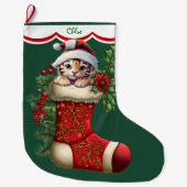 Niedliches Tiger Cub Peeking Großer Weihnachtsstrumpf (Vorderseite)