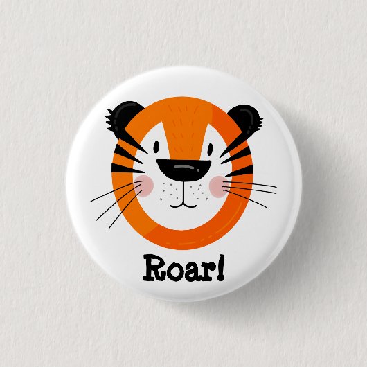 Niedliches Tiger Face Roar Art Button (Vorderseite)