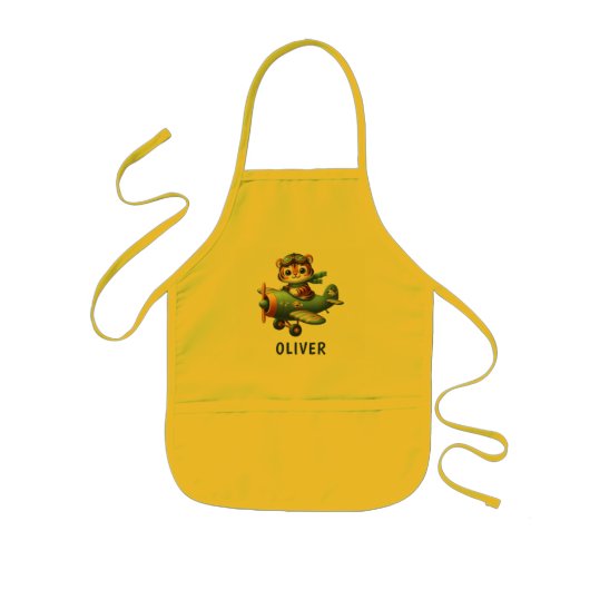 Niedliches Tiger-Kind, das ein Luftfahrzeug Person Kinderschürze (Vorne)