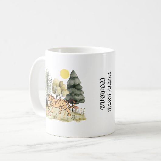 Niedliches Tiger mit benutzerdefiniertem Text Kaffeetasse (Vorderseite Links)