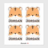Niedliches Tiger mit Personalisiertem Namen Aufkleber (Blatt)