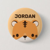 Niedliches Tiger mit Personalisiertem Namen Button (Vorderseite)