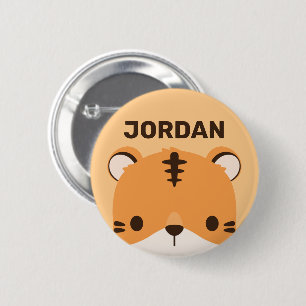 Niedliches Tiger mit Personalisiertem Namen Button