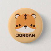 Niedliches Tiger mit Personalisiertem Namen Button (Vorderseite)