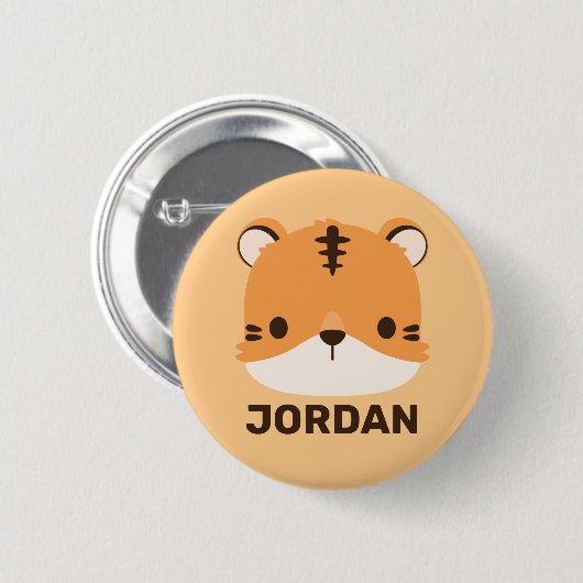 Niedliches Tiger mit Personalisiertem Namen Button (Vorne & Hinten)