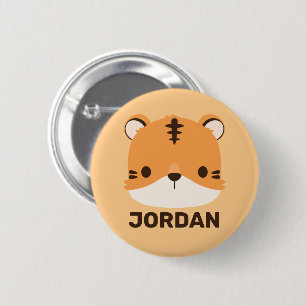 Niedliches Tiger mit Personalisiertem Namen Button