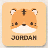 Niedliches Tiger mit Personalisiertem Namen Getränkeuntersetzer (Vorderseite)