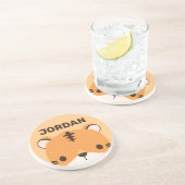 Niedliches Tiger mit Personalisiertem Namen Getränkeuntersetzer (Seite)