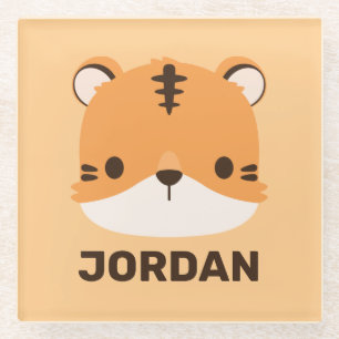 Niedliches Tiger mit Personalisiertem Namen Glasuntersetzer