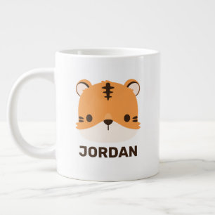 Niedliches Tiger mit Personalisiertem Namen Jumbo-Tasse