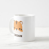 Niedliches Tiger mit Personalisiertem Namen Kaffeetasse (Vorderseite Links)