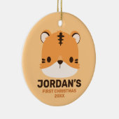 Niedliches Tiger mit Personalisiertem Namen Keramik Ornament (Rechts)