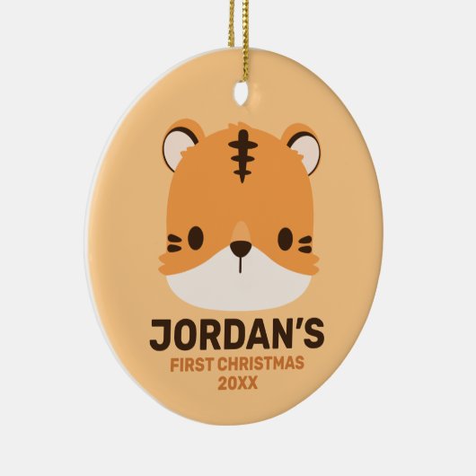 Niedliches Tiger mit Personalisiertem Namen Keramik Ornament (Rechts)