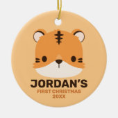 Niedliches Tiger mit Personalisiertem Namen Keramik Ornament (Vorne)