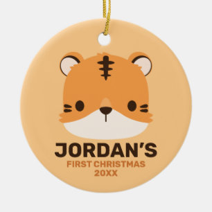 Niedliches Tiger mit Personalisiertem Namen Keramik Ornament