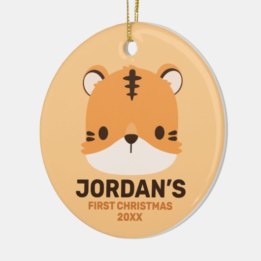 Niedliches Tiger mit Personalisiertem Namen Keramik Ornament (Links)