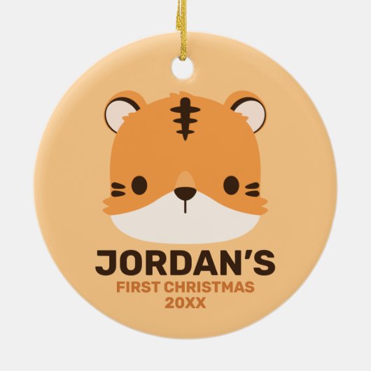 Niedliches Tiger mit Personalisiertem Namen Keramik Ornament (Hinten)