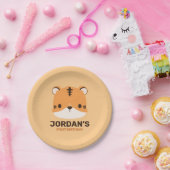 Niedliches Tiger mit Personalisiertem Namen Pappteller (Party)
