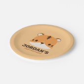 Niedliches Tiger mit Personalisiertem Namen Pappteller (Schrägansicht)