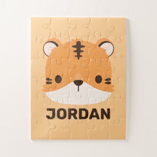 Niedliches Tiger mit Personalisiertem Namen Puzzle (Vertikal)