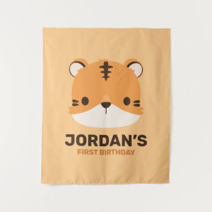 Niedliches Tiger mit Personalisiertem Namen Wandteppich