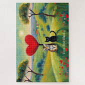 Niedliches Tiger und Black Kitten Liebe Puzzle (Vertikal)