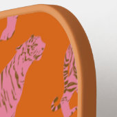 Niedliches Tigermuster in kräftigem Rosa und Orang Pickleball Schläger (Linke Seite)