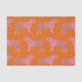 Niedliches Tigermuster in kräftigem Rosa und Orang Seidenpapier