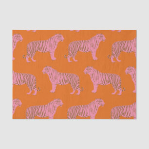Niedliches Tigermuster in kräftigem Rosa und Orang Seidenpapier
