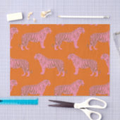 Niedliches Tigermuster in kräftigem Rosa und Orang Seidenpapier (Handwerk)