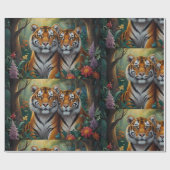 Niedliches Tigerpaar im Wald Geschenkpapier (Flach)